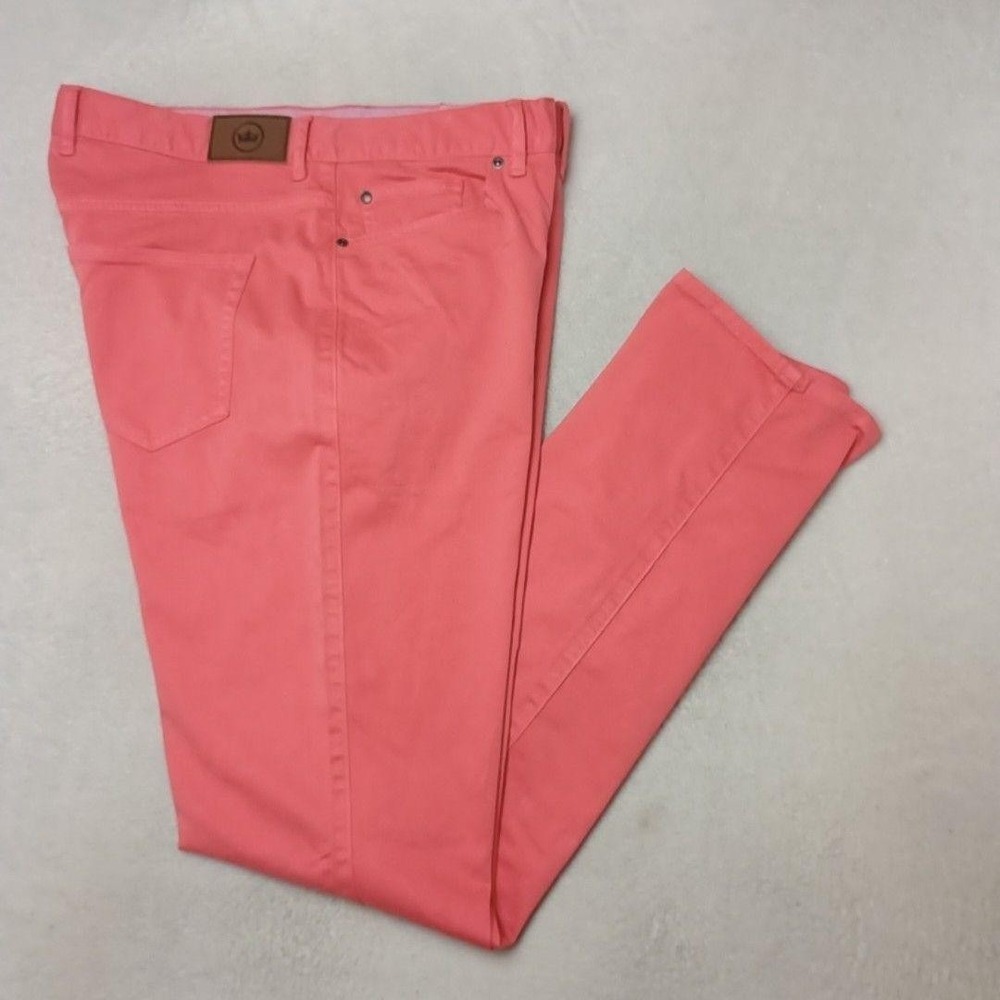 Peter Millar Pants Men 36x34 Pink Chino Ultimate Sateen Stretch 5 Pocket Golf